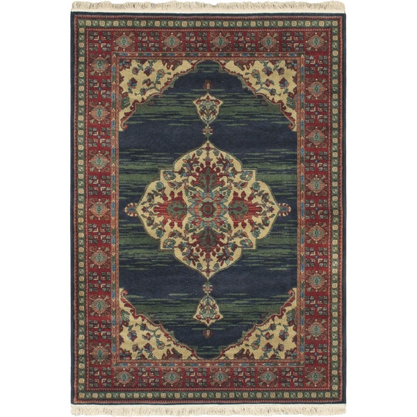 Ecarpetgallery Royale Blue, Red Rug (Blue, Red Dark Burgundy, Dark Navy Rug (5' X 7'))