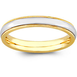 14k Two-tone Gold Women's Milligrain Comfort Fit Wedding Band (3.2 Mm)