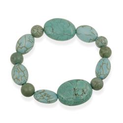 Glitzy Rocks Green Howalite Bead Stretch Bracelet (SAS11854-GHW-7.5)