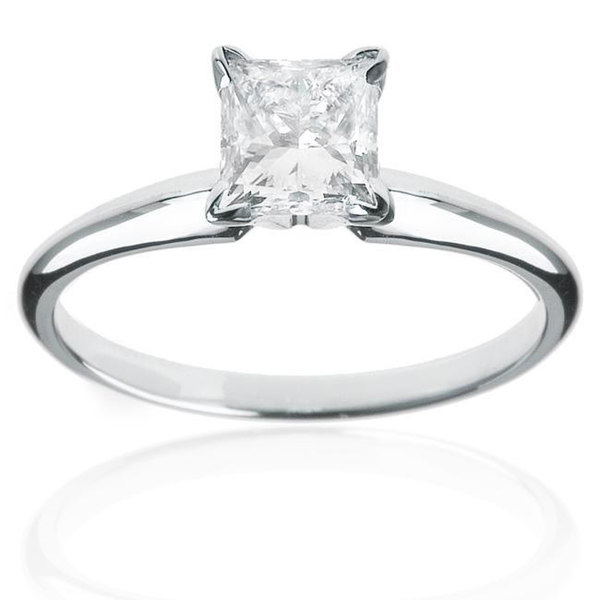 Montebello 14k White Gold 1/2ct TDW Princess-cut Diamond Solitaire Engagement Ring