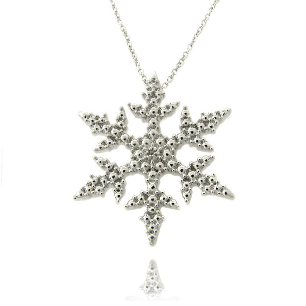 Finesque Silverplated Diamond Accent Snowflake Necklace