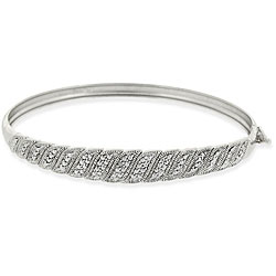 DB Designs Sterling Silver 'S' Design Diamond Accent Bangle