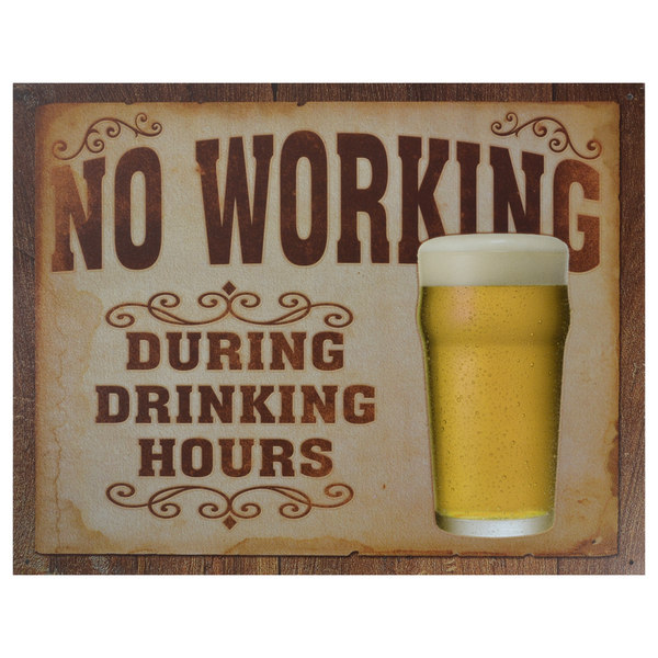 Vintage Metal Art 'No Working' Decorative Tin Sign