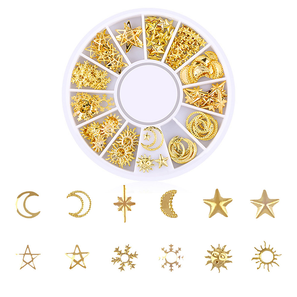 Ocean Nail Art Studs Gold Charms Summer Sea Metal Alloy Rivets Shell Starfish