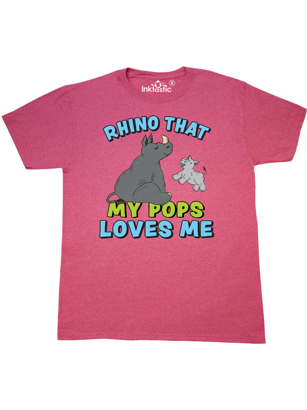 Inktastic Rhino That My Pops Loves Me with Cute Rhinos Adult T-Shirt Male
