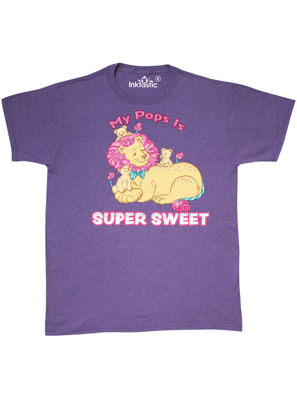 Inktastic My Pops Is Super Sweet Cotton Candy Lions with Pink Mane Adult T-Shirt Male
