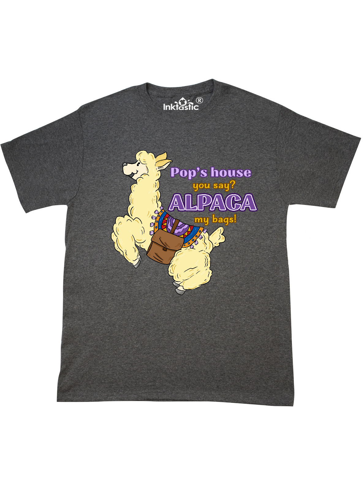 Inktastic Pop's You Say? ALPACA My Bags with Cute Jumping Alpaca Adult T-Shirt Male