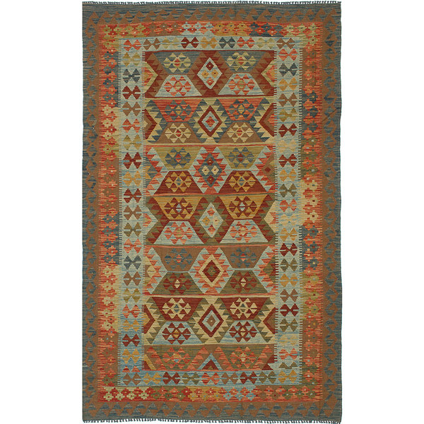 Ecarpetgallery Hand-Woven Anatolian Kilim Blue Wool Rug (4'11 X 8'2) (Blue, Brown, Light Blue Kilim (4' X 8'))