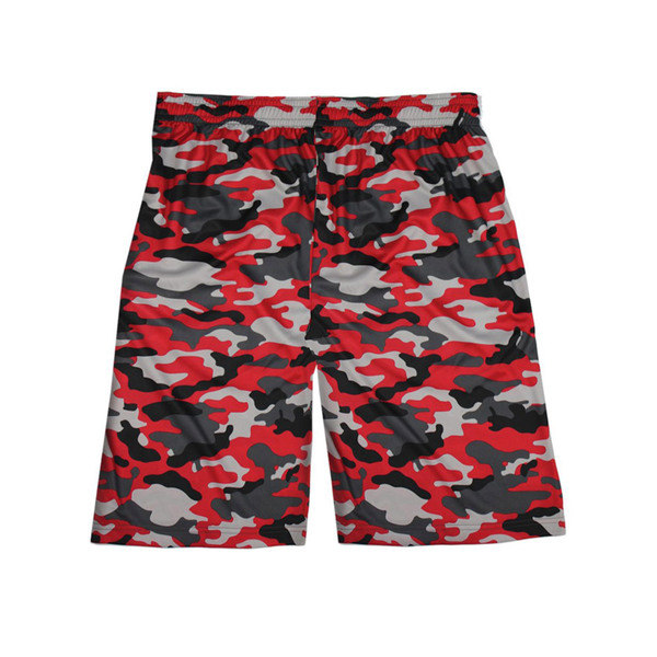 Camo Sublimated Boys' Red Polyester Camouflage Large 7-inch Shorts