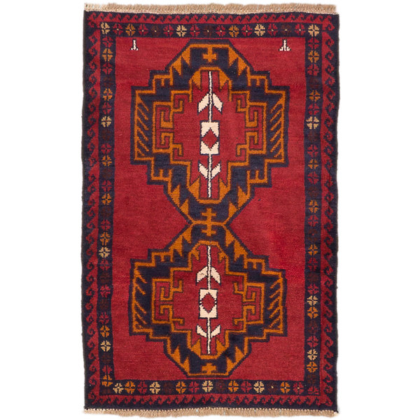 Ecarpetgallery Hand-Knotted Kazak Red Wool Rug (2'10 X 4'5)