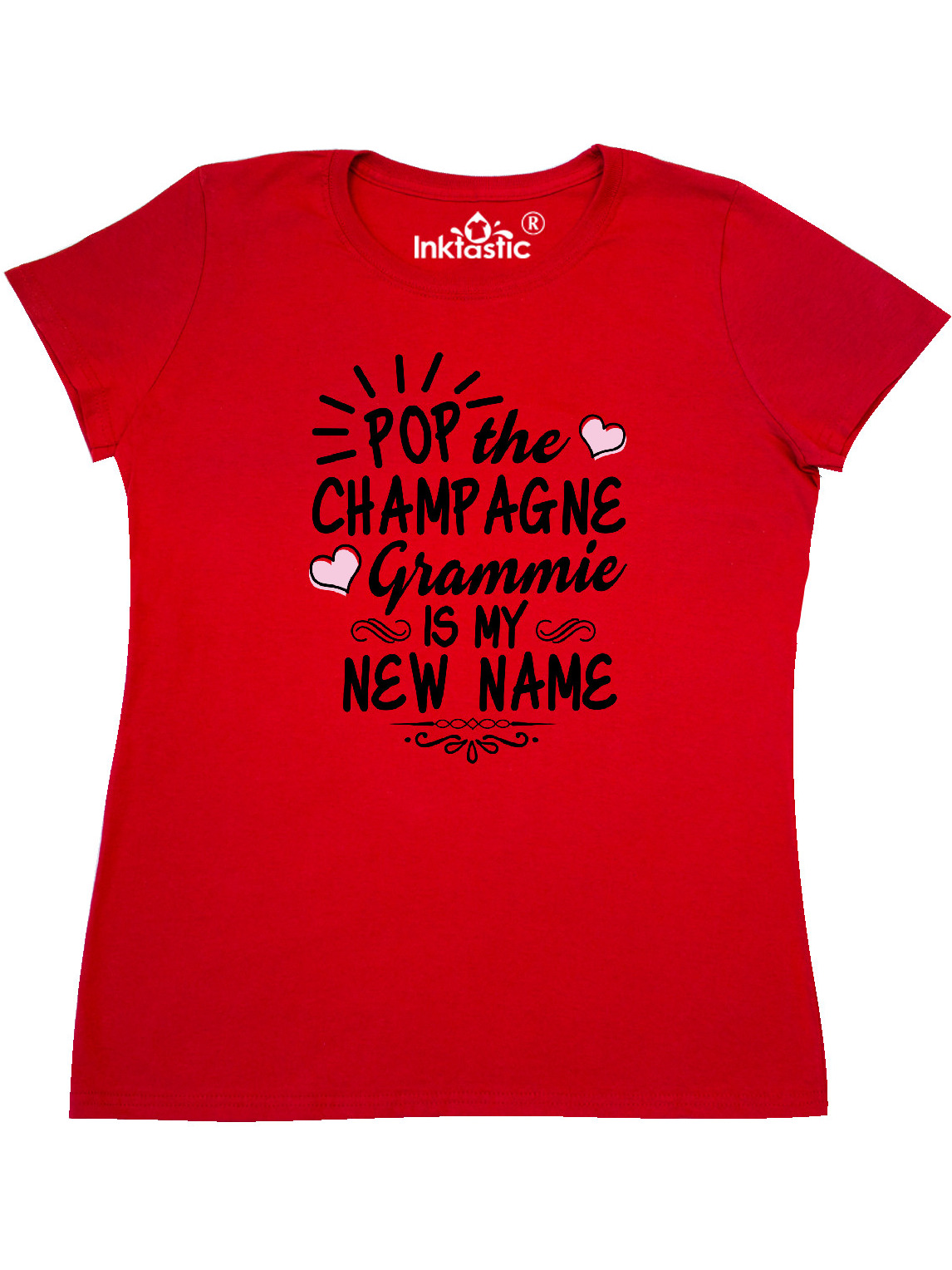 Pop the Champagne Grammie Is My New Name with Hearts Women's T-Shirt
