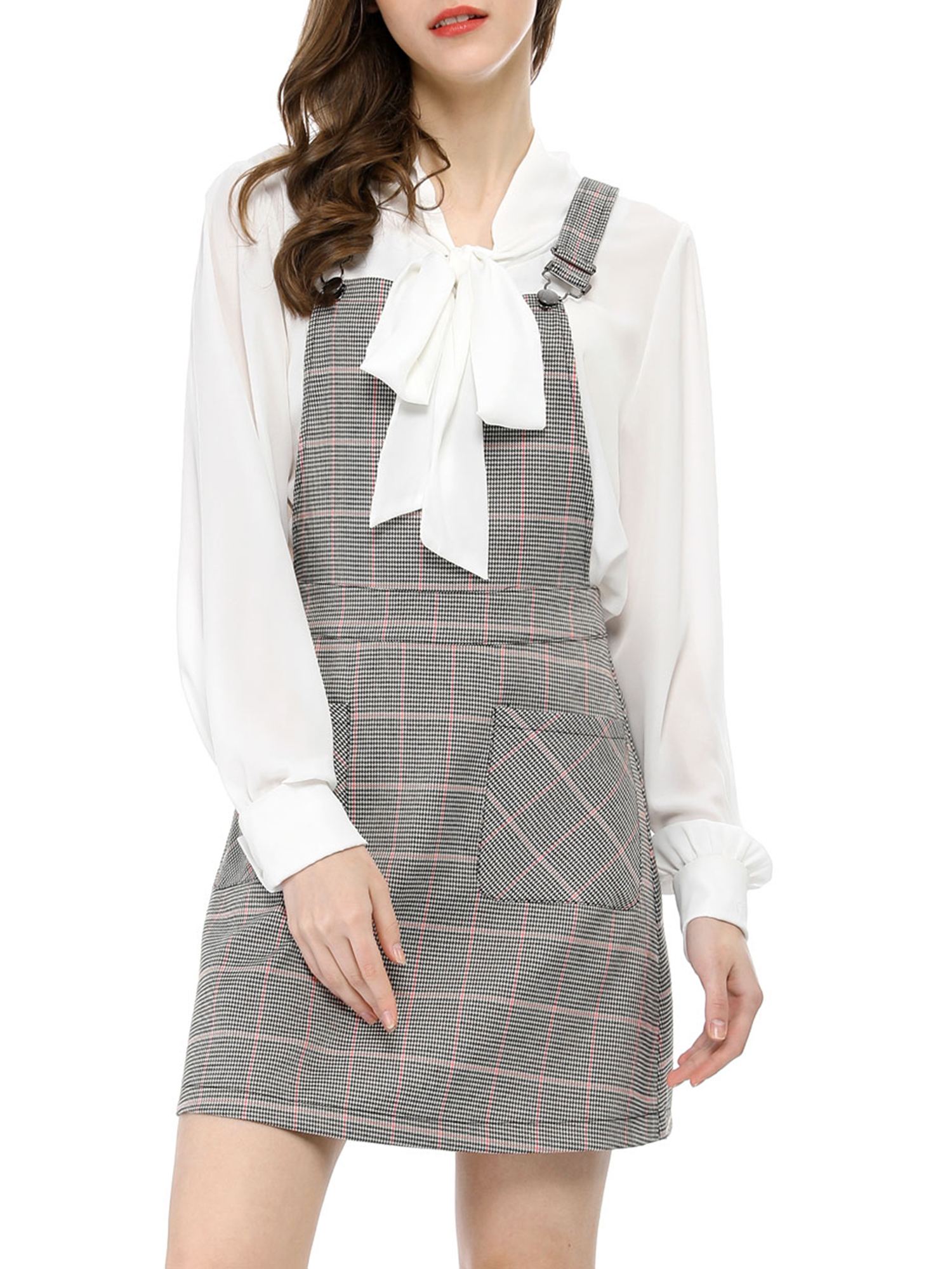 Allegra K Junior S Plaids Adjustable Strap Above Knee Suspender Dress