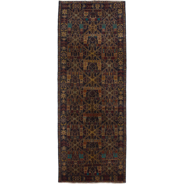 Ecarpetgallery Hand-Knotted Royal Baluch Blue, Ivory Wool Rug (4'6 X 12'2)