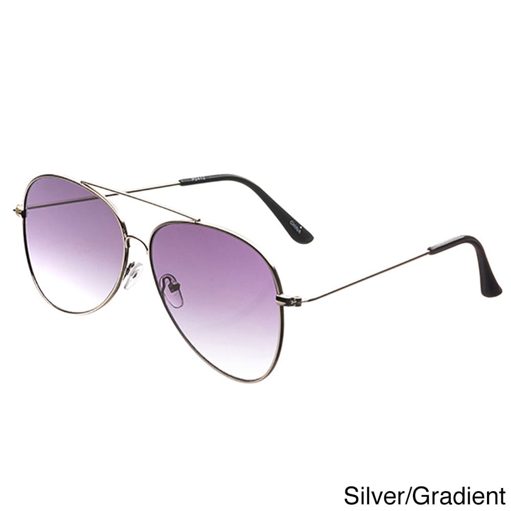 POP Fashionwear Flat Lens Aviator Sunglasses Silver Gradient Silver Smoke Lens