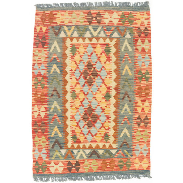 ECarpetGallery Anatolian Kilim Red Wool Hand-woven Rug (2'9 X 4')