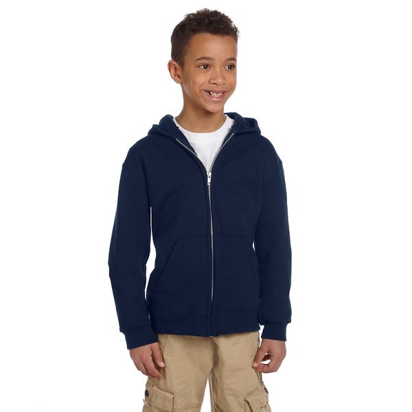 Champion Boys' Navy Blue Cotton Fleece Double Dry Action Full-zip Hoodie