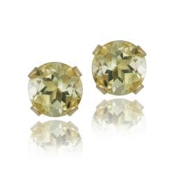 Glitzy Rocks 14 Karat Yellow Gold 1/2ct TGW 4mm Lime Quartz Stud Earrings