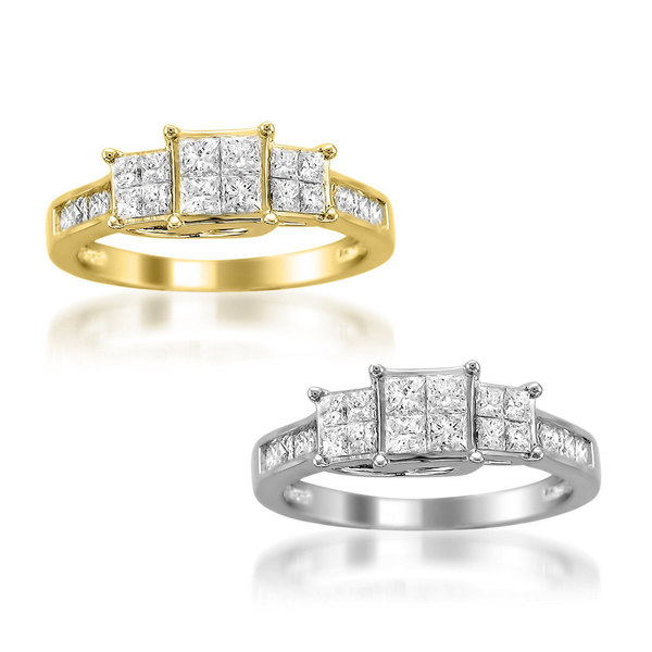 Montebello 14KT Gold 1ct TDW Princess Cut Diamond Ring