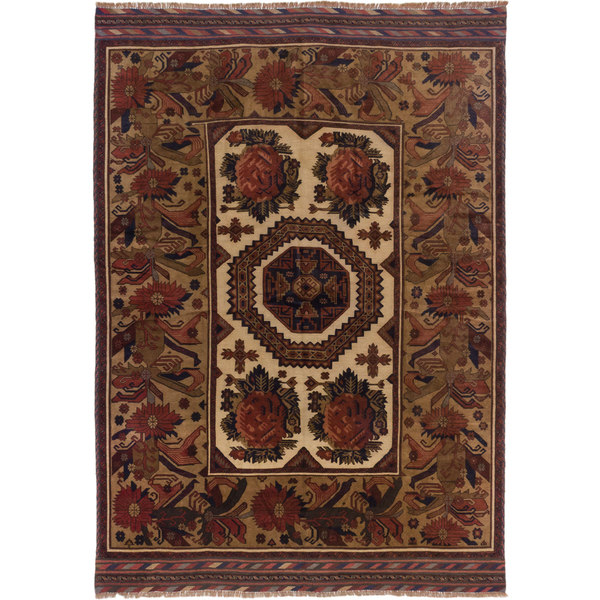 Ecarpetgallery Tajik Caucasian Beige and Brown Wool Rug