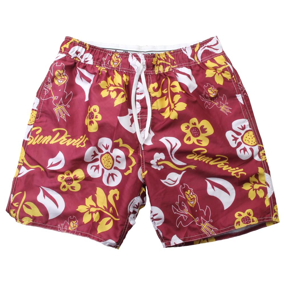 Men's Wes & Willy Maroon Arizona State Sun Devils Floral Volley Swim Trunks, Size: Small, ASU Red