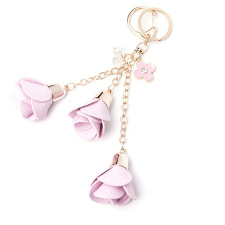 Raypadula Rose Flower Keychain Keyring Hanging Ornament Charm Car Bag Accessory