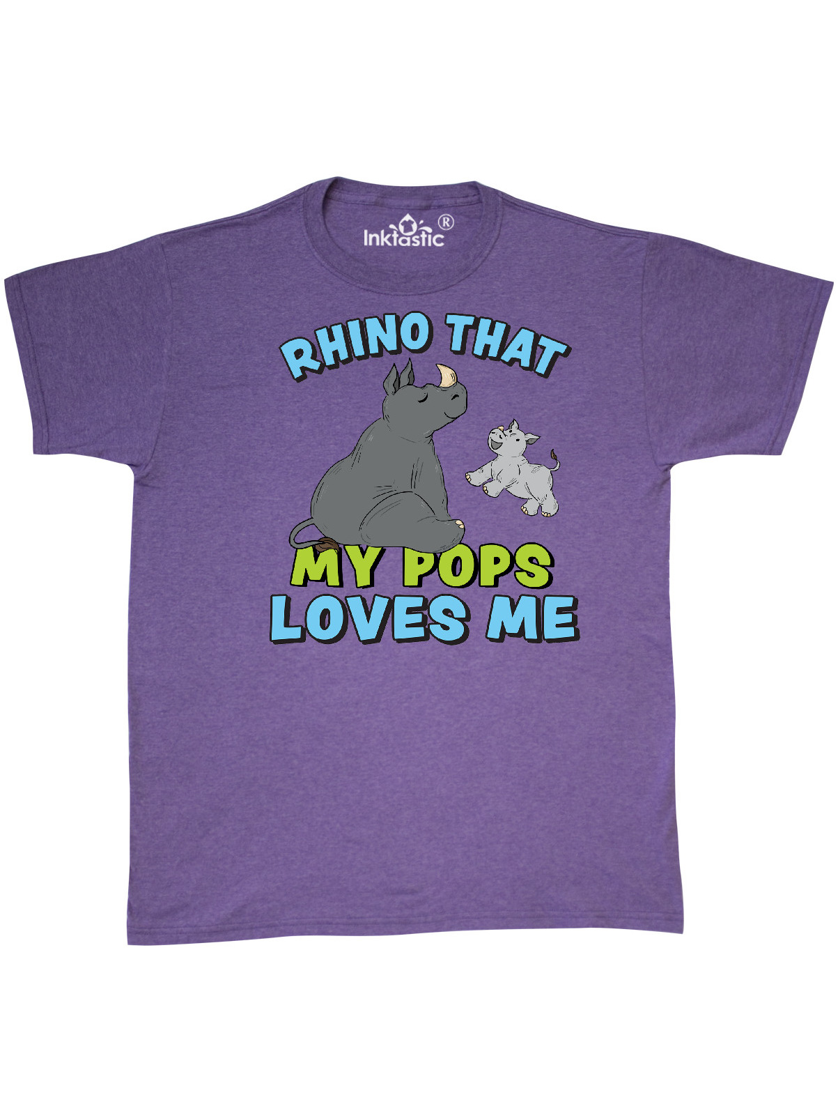 Inktastic Rhino That My Pops Loves Me with Cute Rhinos Adult T-Shirt Male