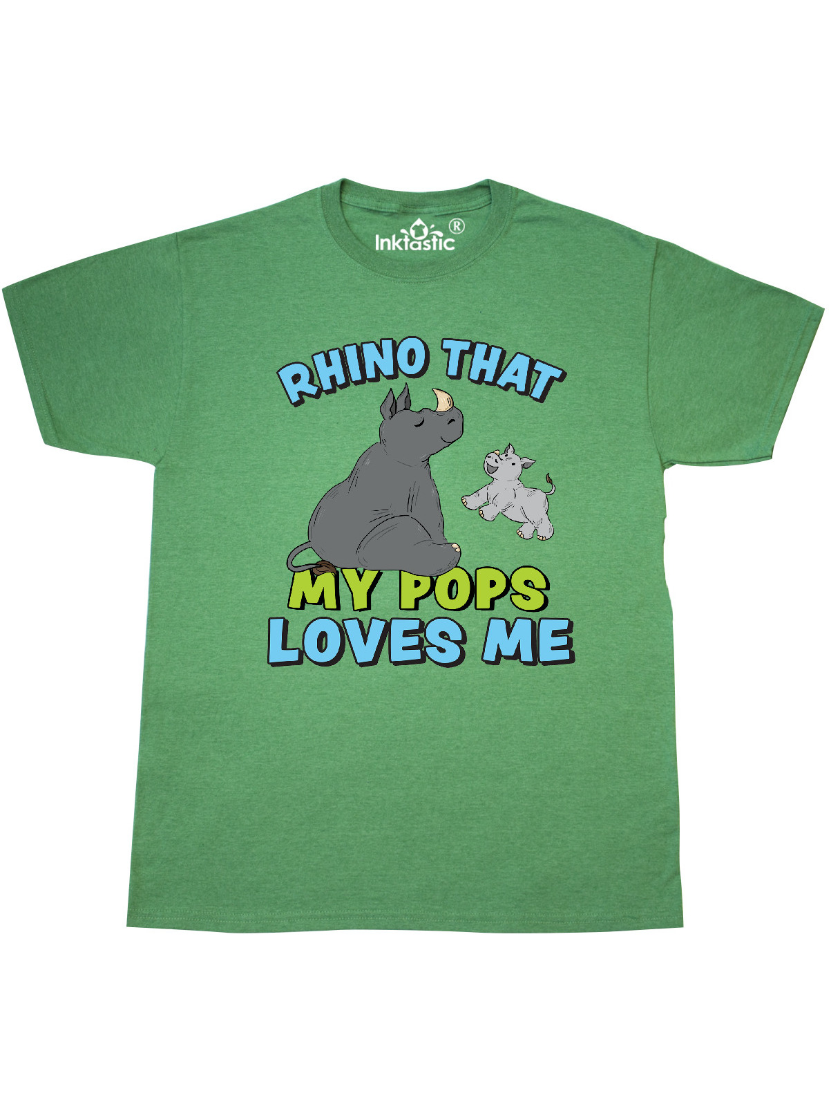 Inktastic Rhino That My Pops Loves Me with Cute Rhinos Adult T-Shirt Male