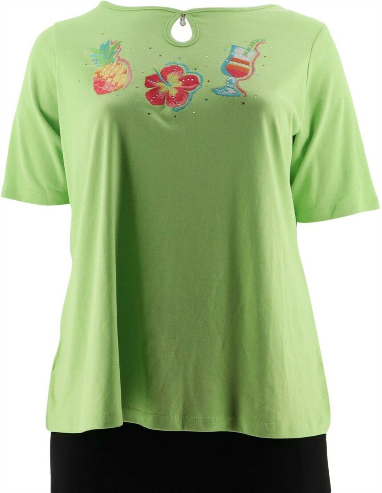 Quacker Factory Elbow Slv Keyhole T-shirt Charm Women S A287070