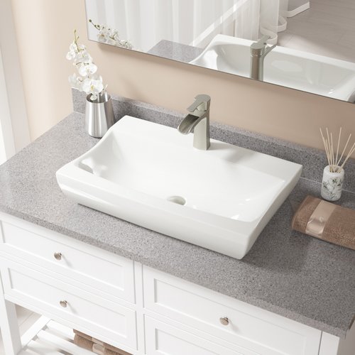 V2302 Bisque Porcelain Brushed-nickel Faucet and Pop-up Drain Sink