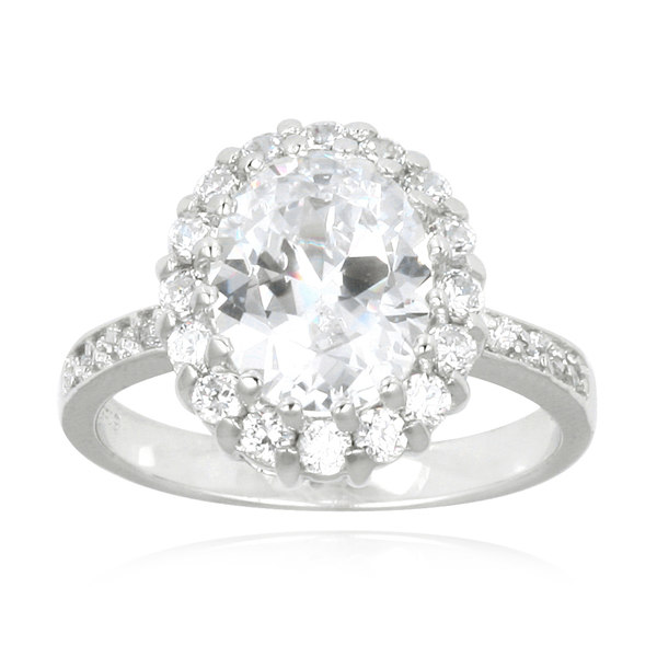 Icz Stonez Sterling Silver Oval-cut Cubic Zirconia Engagement-style Ring