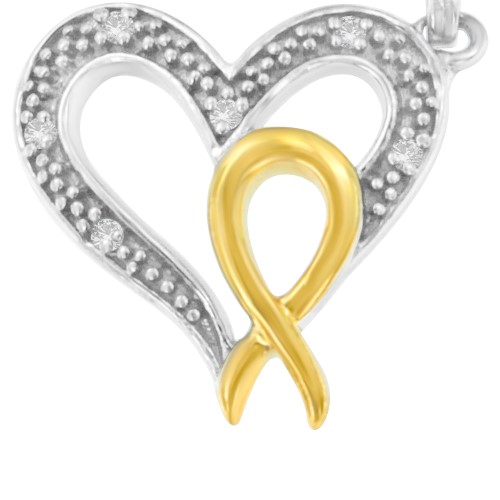 Two-Tone Sterling Silver 0.03 Ct. TDW Diamond Silver Pendant Charm Bracelet (I-J,I2-I3)