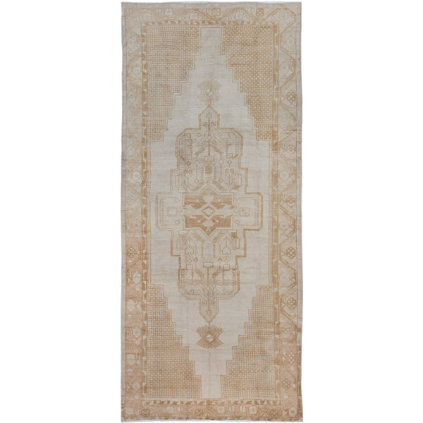 Anatolian Sunwash Camel/ Cream Wool Medallion Rectangular Rug (5'2 X 12'1)