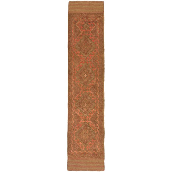 Ecarpetgallery Hand-knotted Tajik Caucasian Brown Wool Geometric Runner Rug (2' X 9')