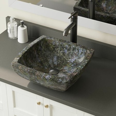 857 Butterfly Blue Granite Sink with Faucet and Pop-up Drain in Antique Bronze