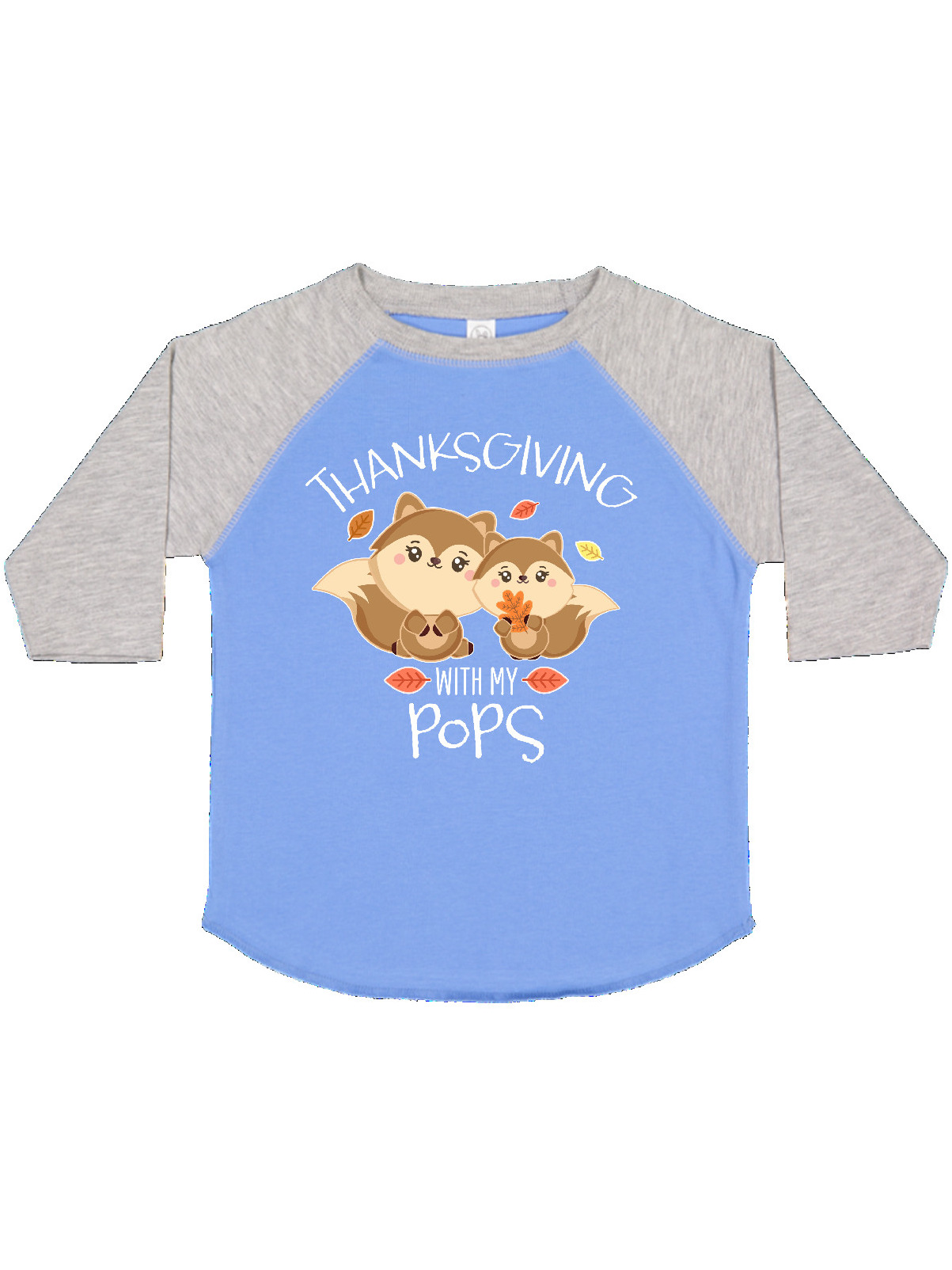 Inktastic Thanksgiving with My Pops Cute Squirrel Family Toddler Short Sleeve T-Shirt Unisex