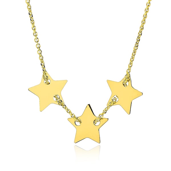 Adjustable Three Star Charm Necklace in 14K Yellow Gold, 16-18 Inches by SuperJeweler