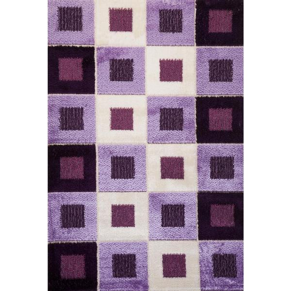 Purple Checkered Signature Turkish Area Rug - 3' X 8'