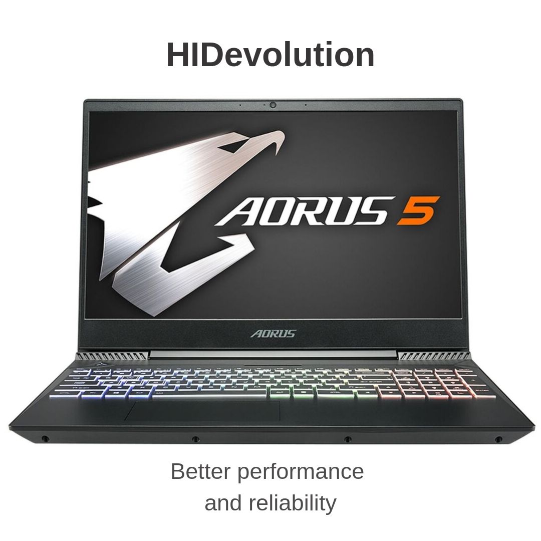 HIDevolution AORUS 5 NA-7US1001SH 15.6” FHD 144Hz  2.6 GHz I7-9750H, GTX 1650, 16GB 2666MHz RAM, 512GB PCIe SSD + 1TB SATA HDD  Authorized Performan