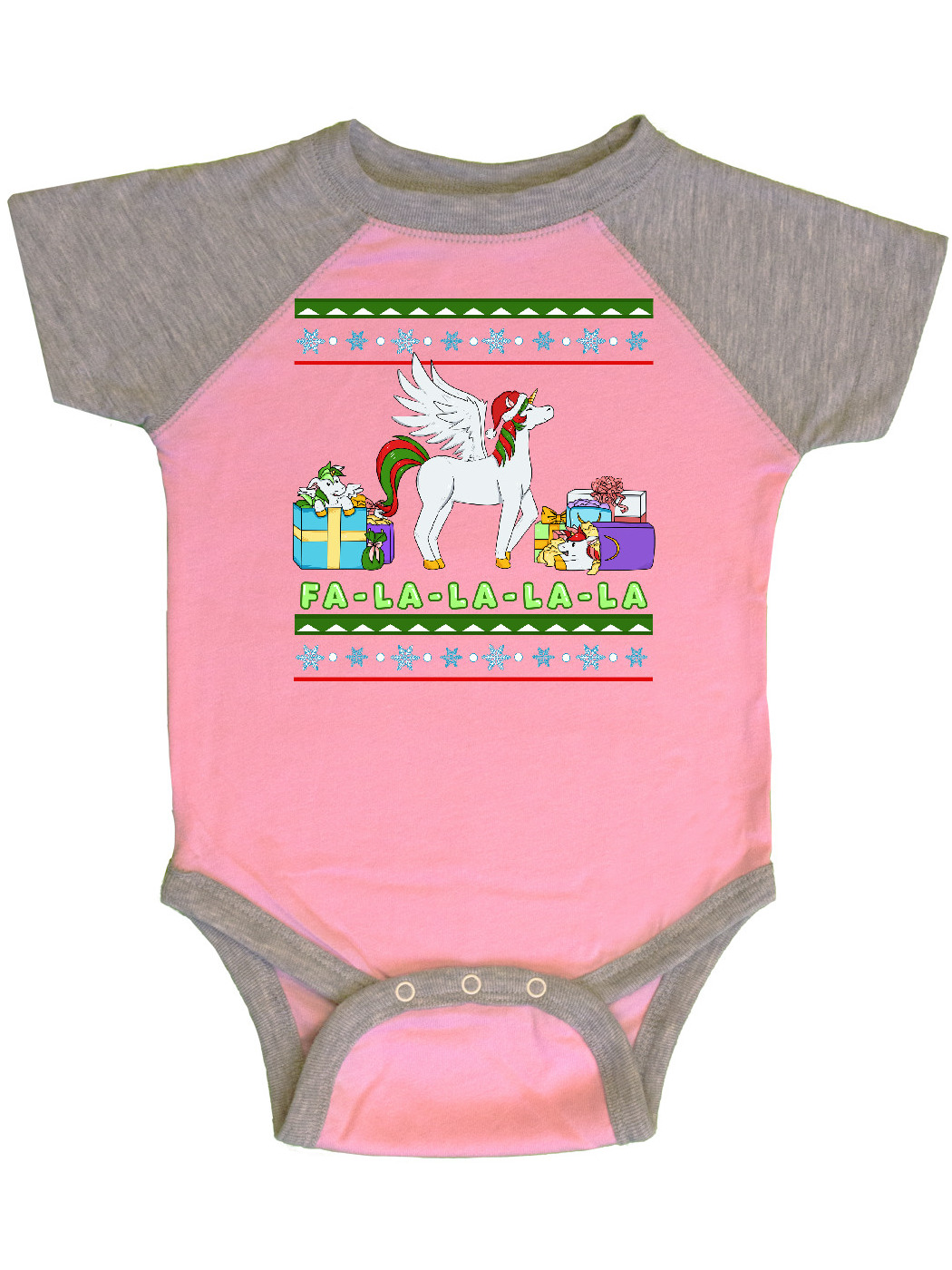 Inktastic Christmas Festive Unicorns Fa-La-La-La-La Gift Baby Boy or Baby Girl Bodysuit