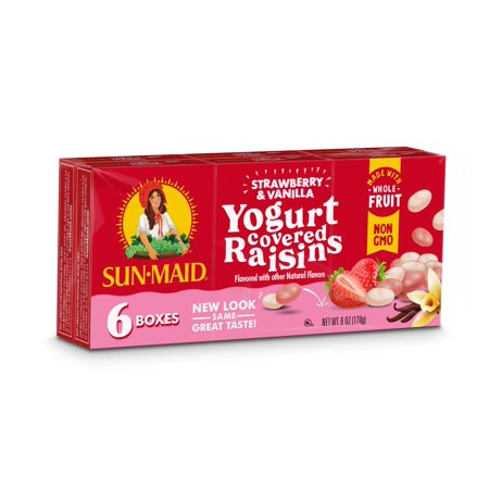Sun-Maid Yogurt Raisins, Strawberry & Vanilla, 6 Ct, 1 Oz