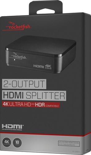 Rocketfish™ - 2-Output HDMI Splitter with 4K at 60Hz and HDR Pass-Through - Black