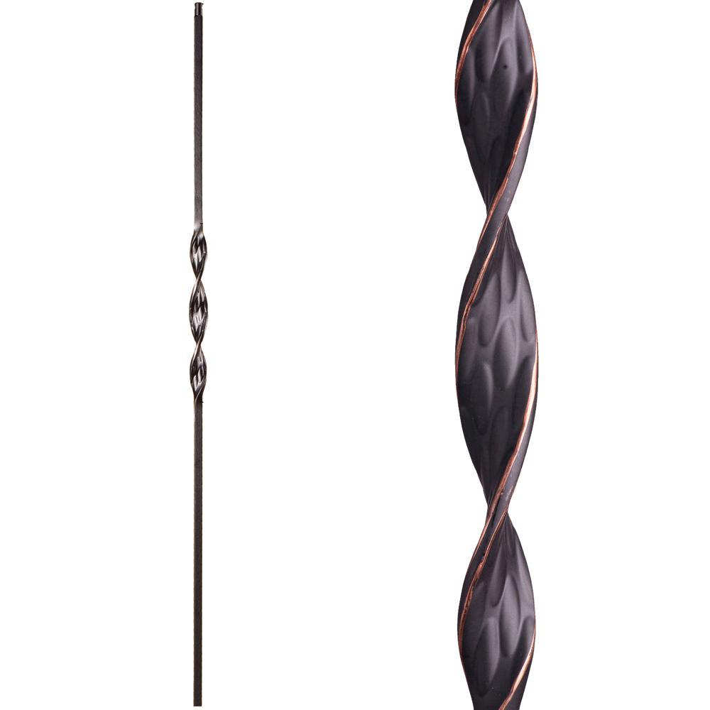 HOUSE of FORGINGS Ribbon Twist 44 in. X 0.5 in. Oil Rubbed Copper Single Ribbon Solid Wrought Iron Baluster