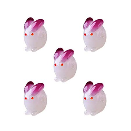 Mystart 5 Pieces Glass Bunny Rabbit Beads Charms for Bracelets Necklaces Jewelry Making