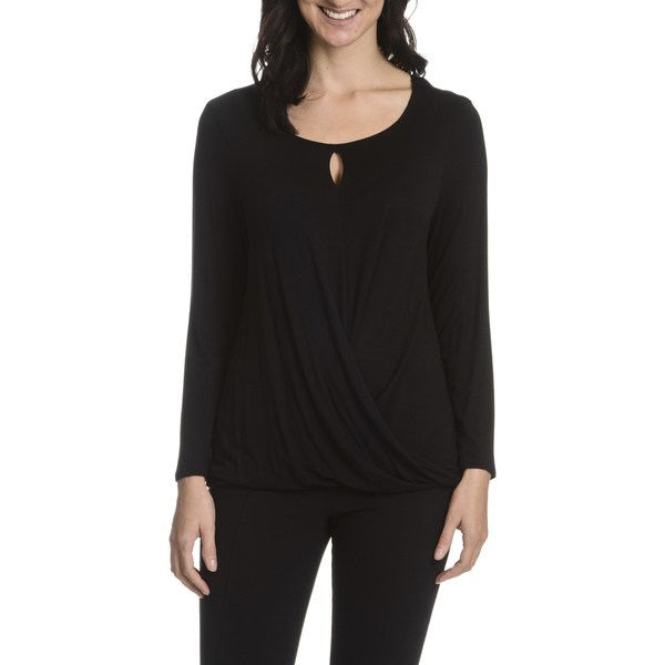 Sunny Leigh Women's Black Faux Wrap Top