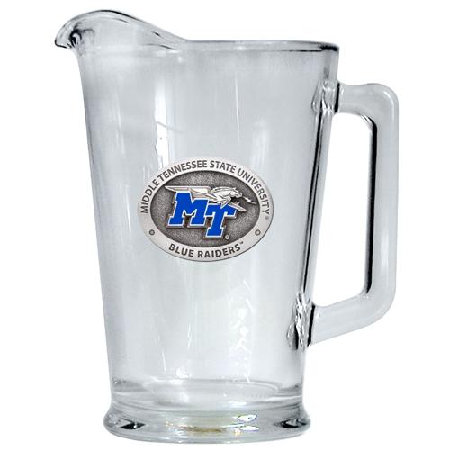 Middle Tennessee State University Pitcher  60oz  Glass Pitcher with Handle  Great Beverage Pitcher for Homemade Juice & Iced Tea  1 Piece