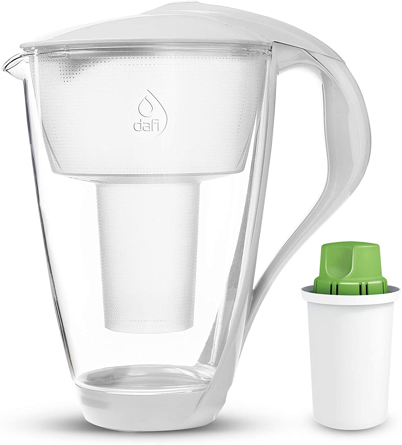 DAFI Water Crystal Filter Pitcher with Alkaline Filter | 64 Oz | Waterdrip Water Purifier for Drinking Water  Clearly Filter Jug  Water Purifer | Whit