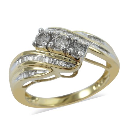 10K Yellow Gold Round White Diamond Ring Jewelry for Women Ct 0.5 G-H Color I3 Clarity