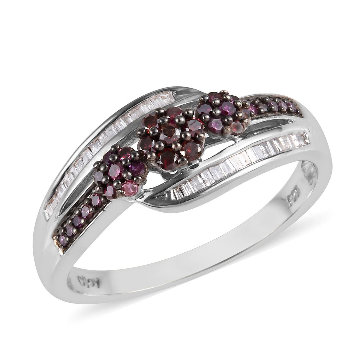 925 Sterling Silver Platinum Rhodium Plated Purple Diamond Baguette Ring Jewelry for Women Mothers Day Gifts Size 5 Ct 0.5