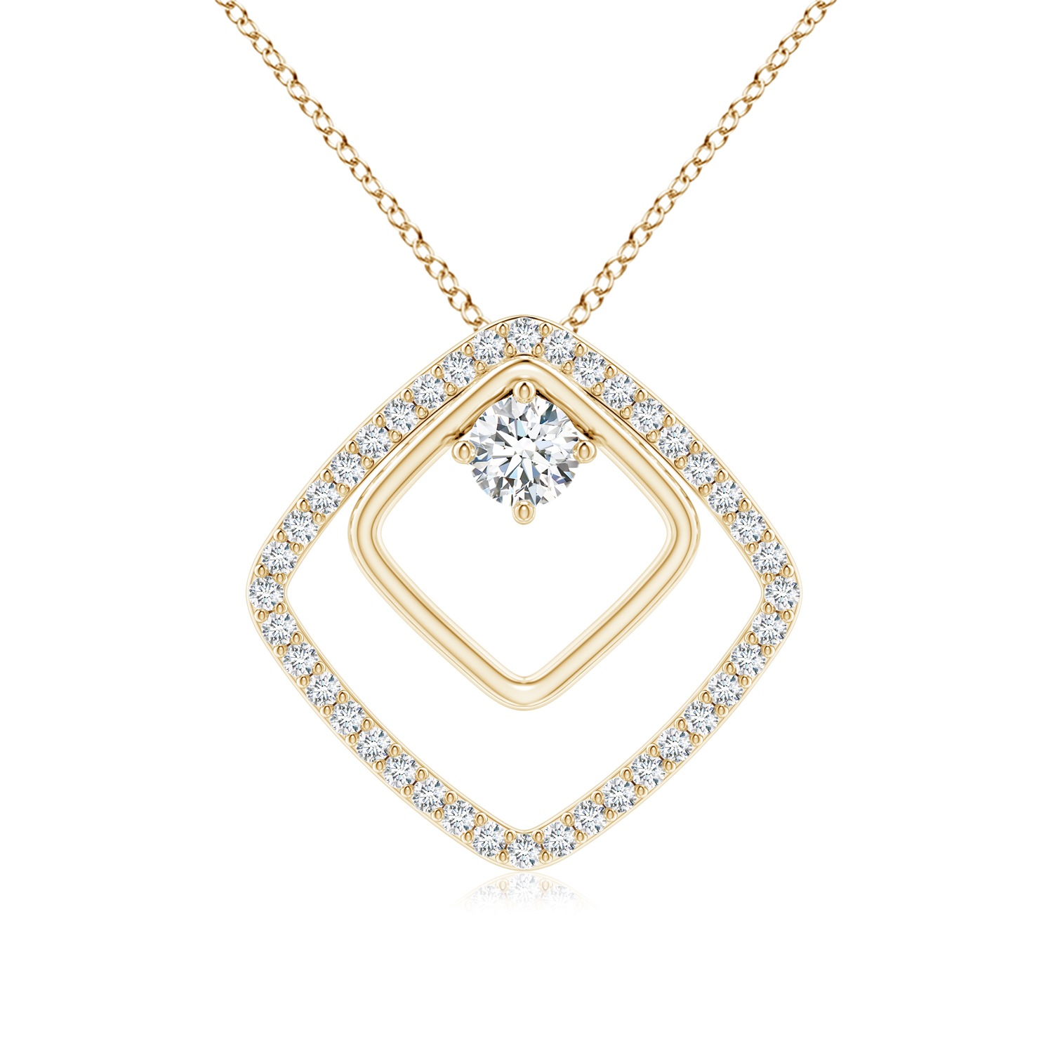 Diamond Double Cushion Pendant in 14K Yellow Gold (0.5 Cttw Diamond) - SP1791D-YG-GVS2-3.7