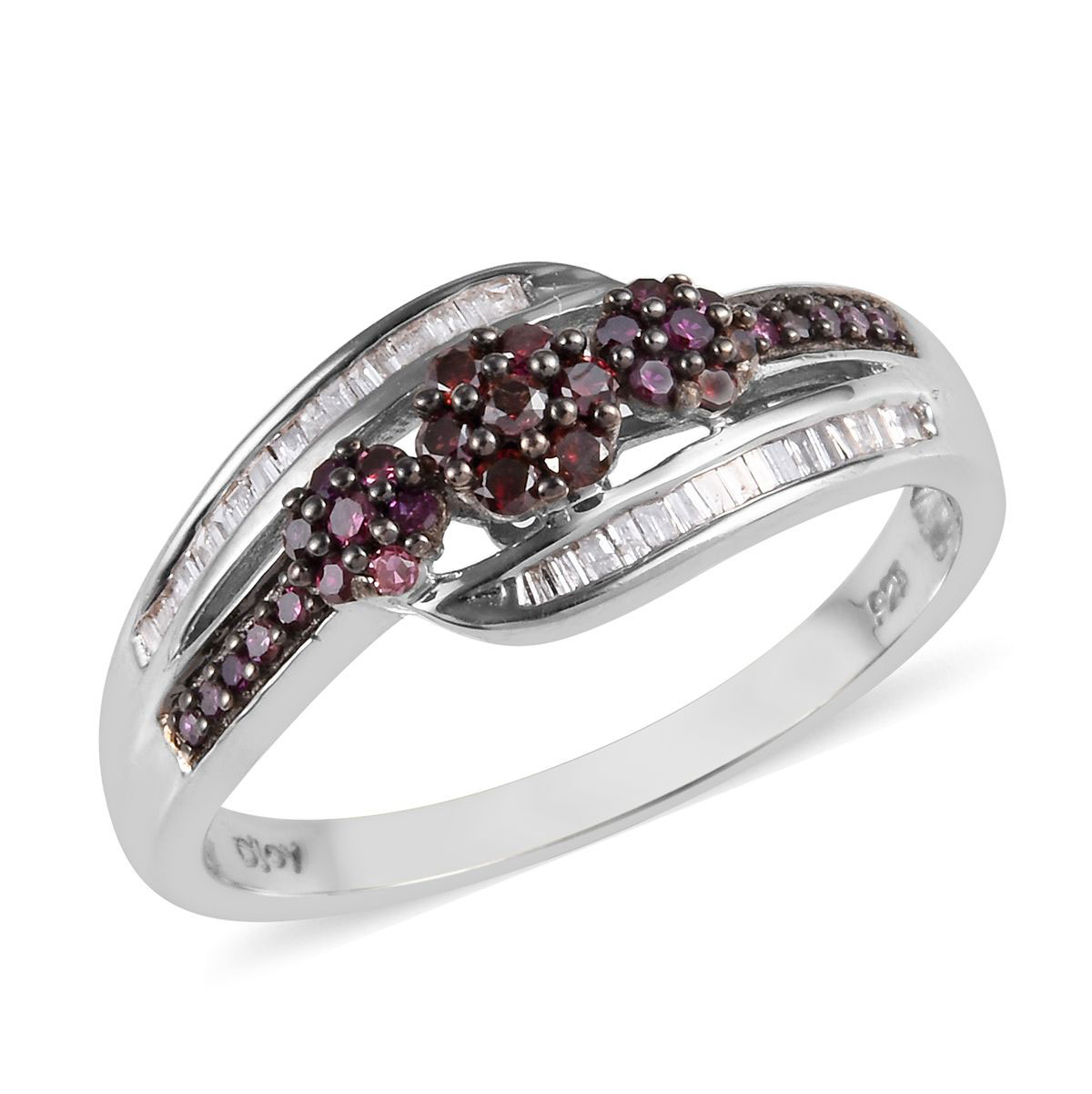 925 Sterling Silver Platinum Rhodium Plated Purple Diamond Baguette Ring Jewelry for Women Size 10 Ct 0.5 Mothers Day Gifts